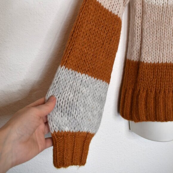 GAP Striped Sweater Sz S Alpaca Wool Colorblock Slouchy Neutral Minimalist - Picture 7 of 14